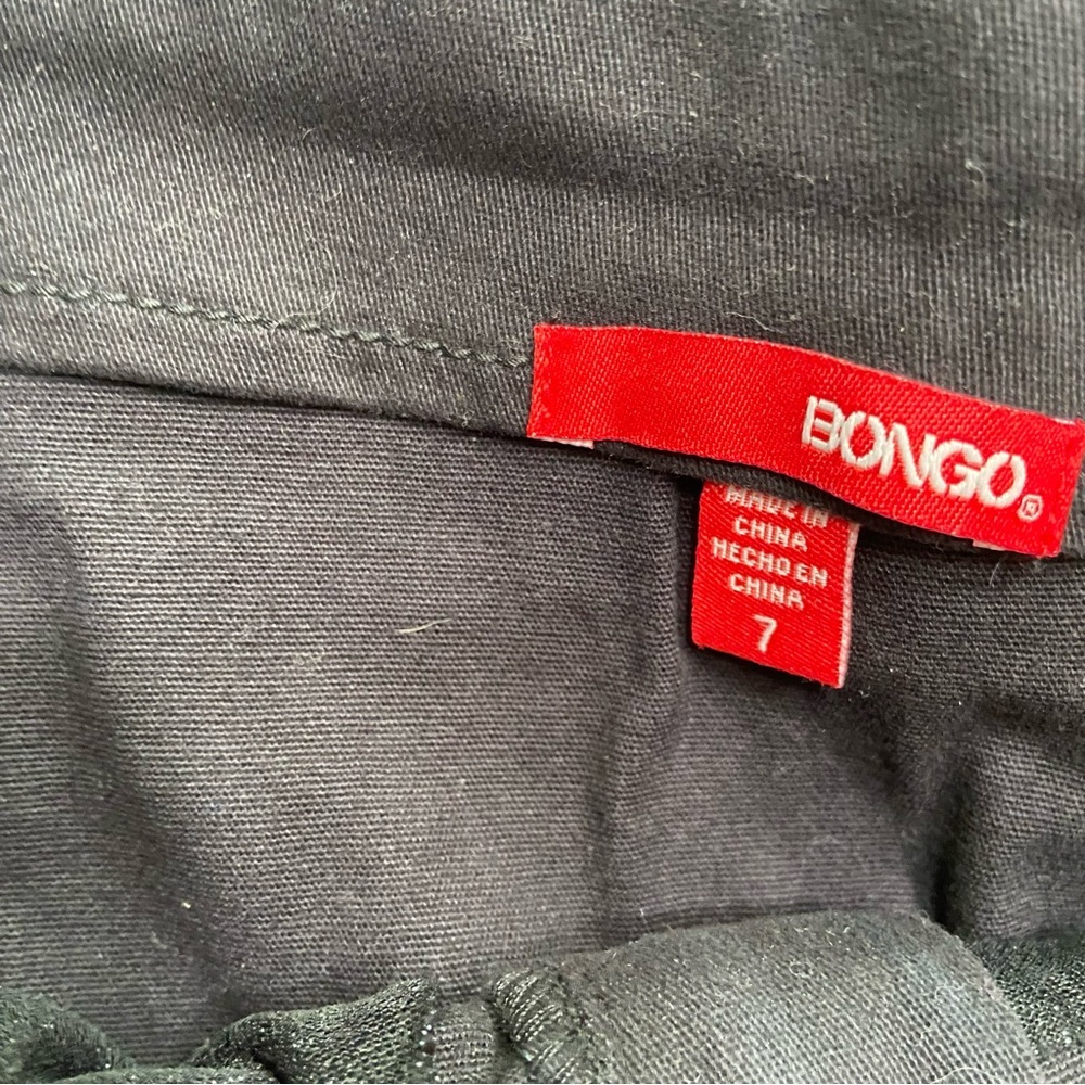 Vintage Bongo Black Zip Front Mini Skirt Size 7 Moto Utility Y2K Stretch - Picture 3 of 6